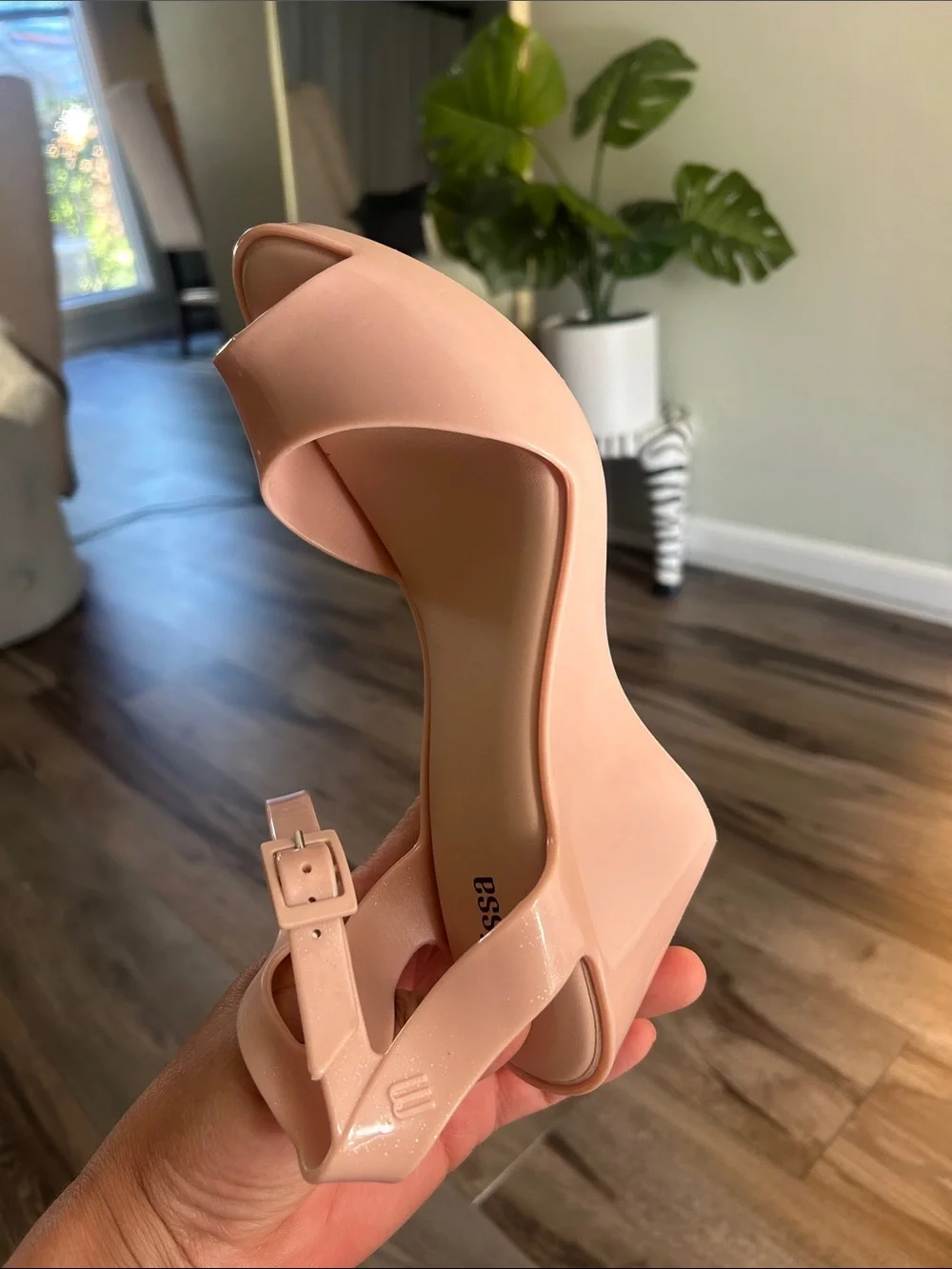 Melissa Light Pink Wedge Slingback Sandals